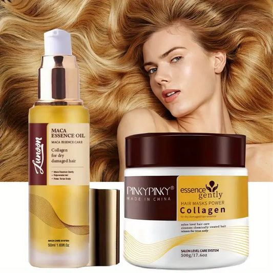Argan Serum & Collagen Hair Mask Set, Deep Conditioning and Strengthens hair and hair roots Serum