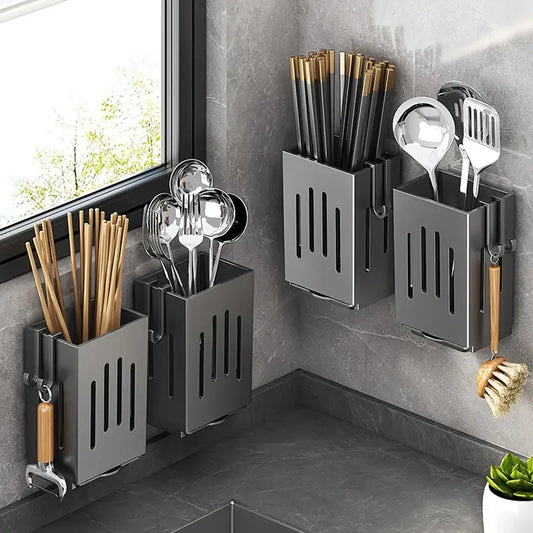 1pc/2pcs Wall-mounted Chopstick Holder for Home Kitchen Sink Chopsticks