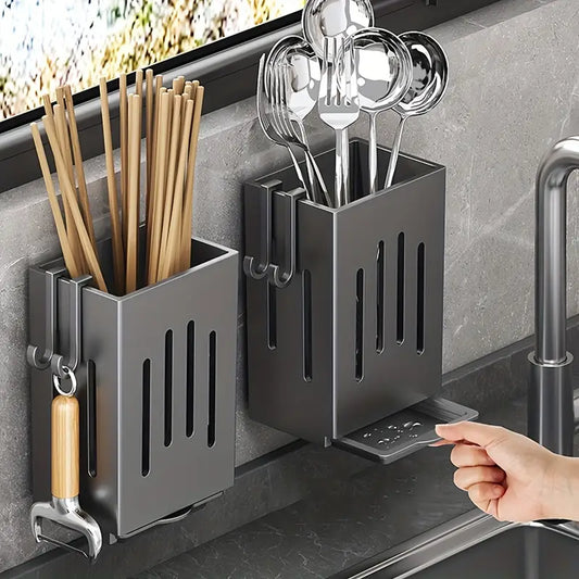 1pc/2pcs Wall-mounted Chopstick Holder for Home Kitchen Sink Chopsticks